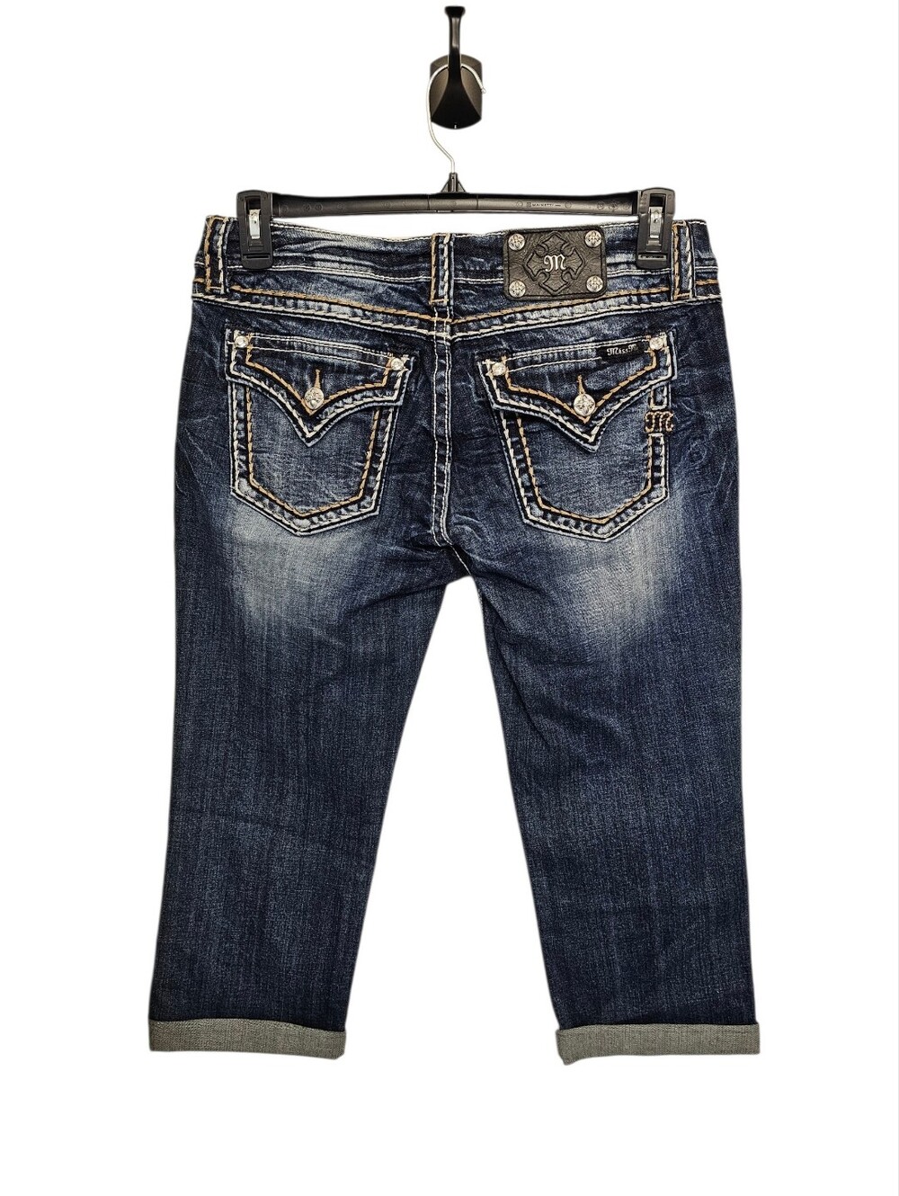 Miss Me Capri- Embellished Dark Blue Denim